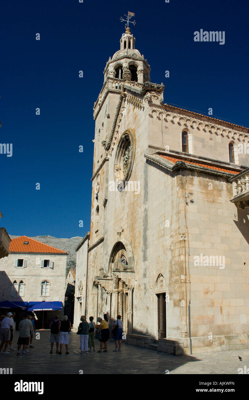 Markus s Cathedral in Korcula Kroatien Stockfoto