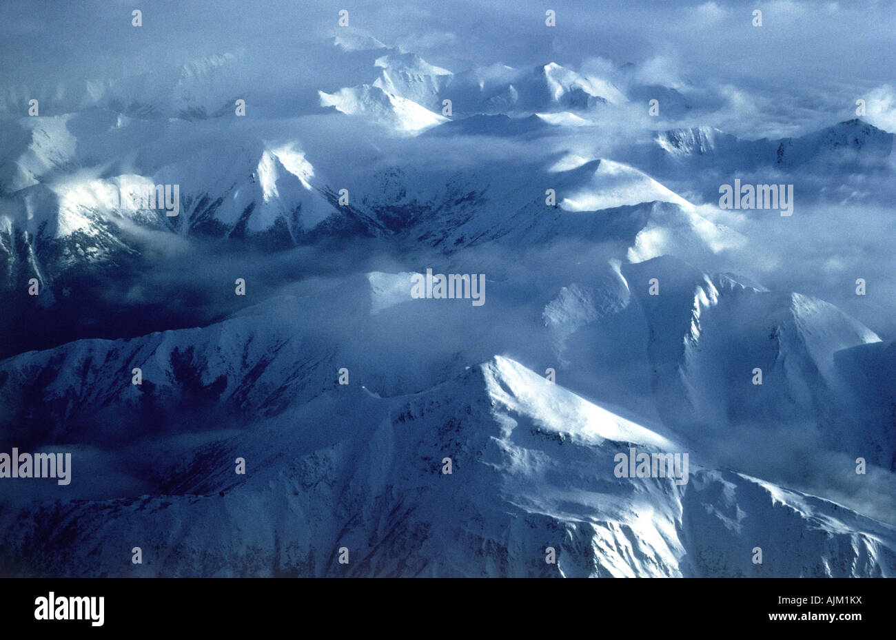 Luftaufnahme der Gletscher und Gebirge in der Nähe von Anchorage, Alaska Stockfoto