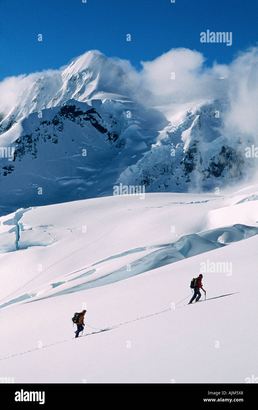 Bergsteiger im Schnee Stockfoto