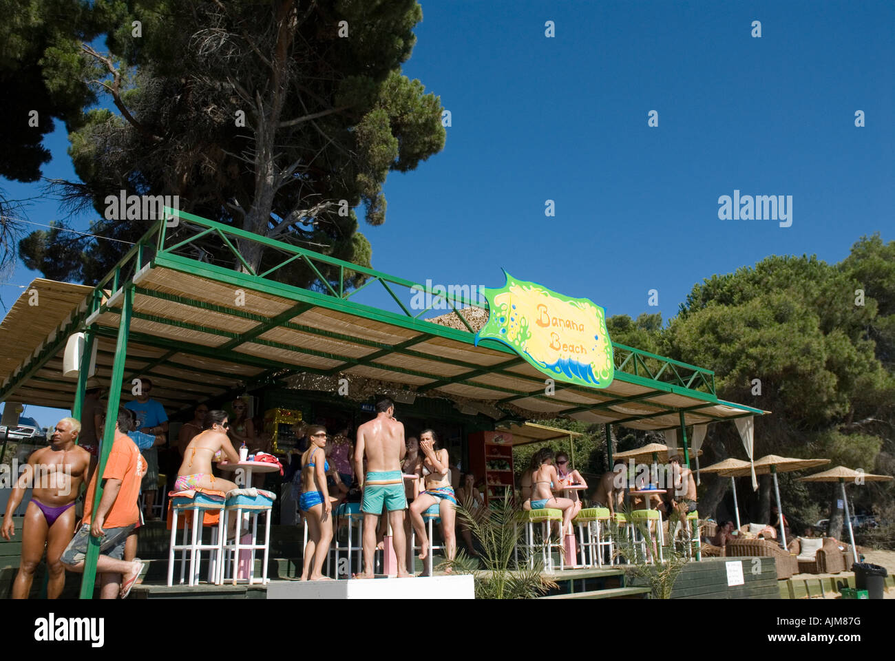 Krasa oder Banana Beach Nordküste Skiathos Sporaden Ägäis Griechenland Mittelmeer Stockfoto