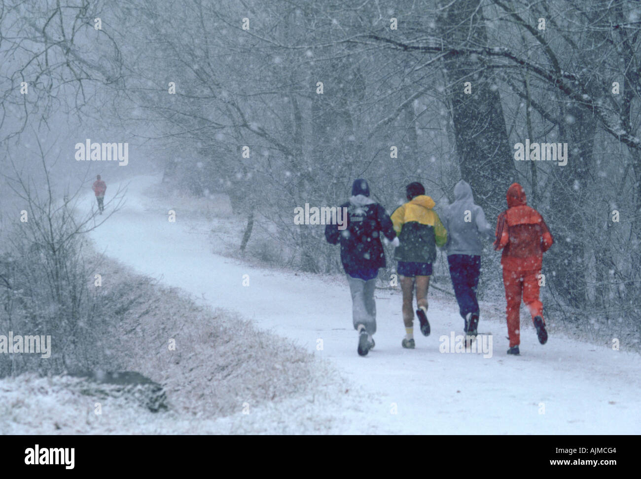Joggen im Winter Stockfoto