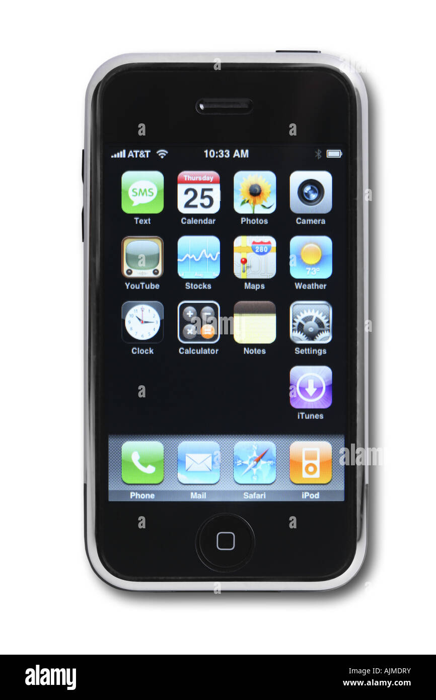 Apple Iphone Ausgeschnitten Auf Weissem Hintergrund Stockfotografie Alamy