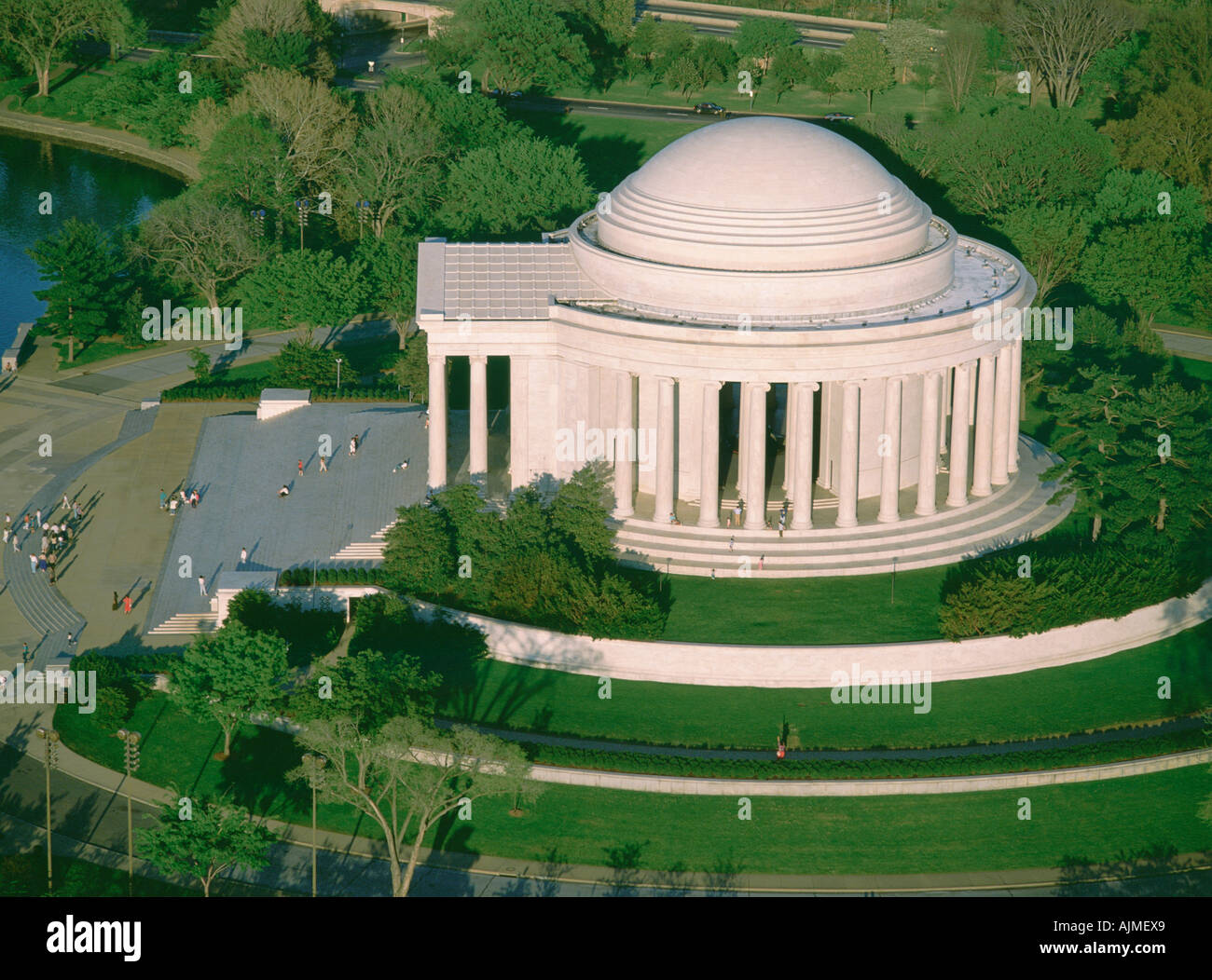 Luftbild von Jefferson Memorial und Potomac River Washington DC Stockfoto