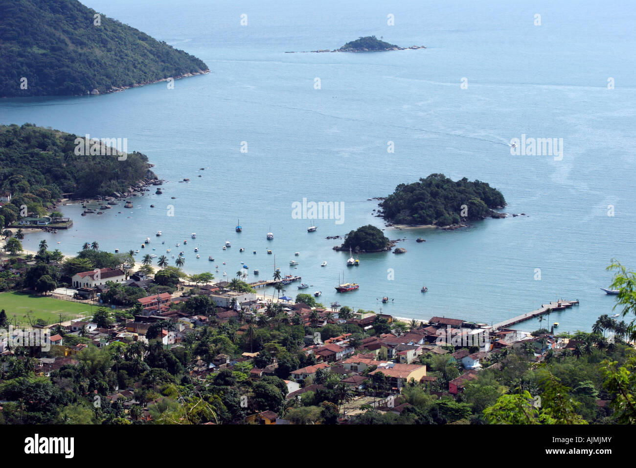 Enseada Abraão Blick vom Berg Ilha Grande Brasil in Rio De Janeiro Stockfoto