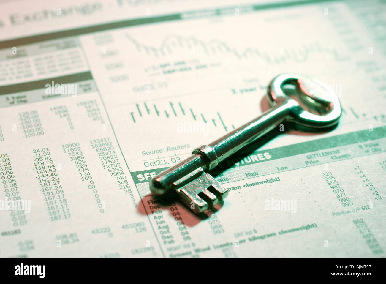 Skeleton Key auf Finanzzeitung Stockfoto