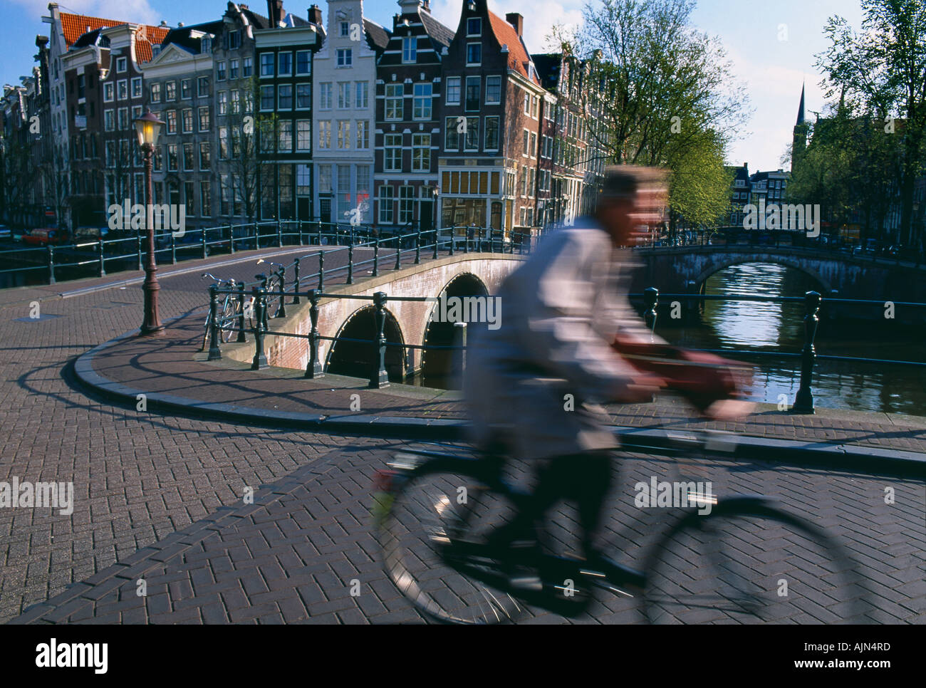 Radfahrer bei Keizersgracht Amsterdam Holland Stockfoto
