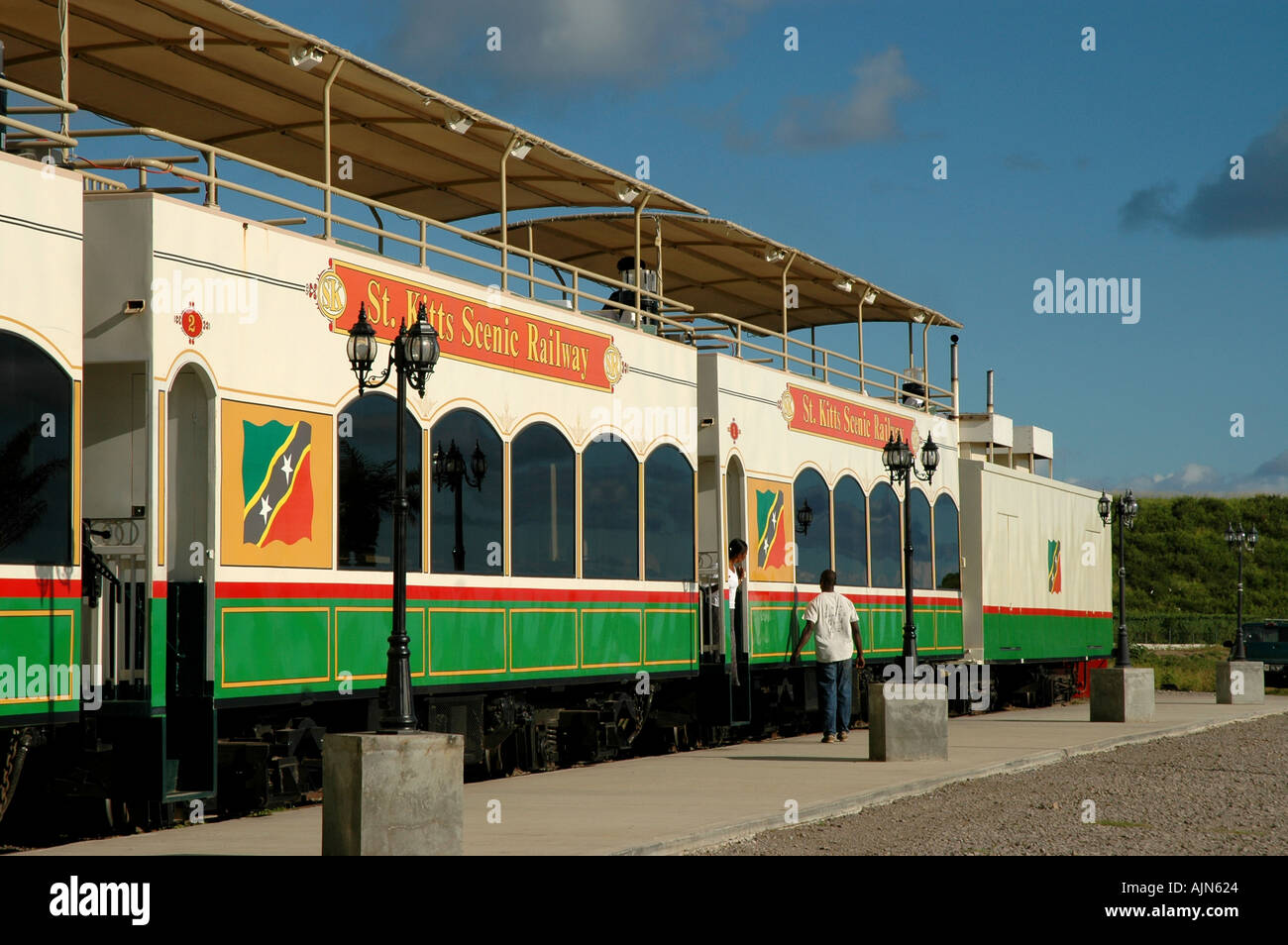 St Kitts Caribbean West Indies Sugar Zug Scenic Railway Autos und Motor Stockfoto