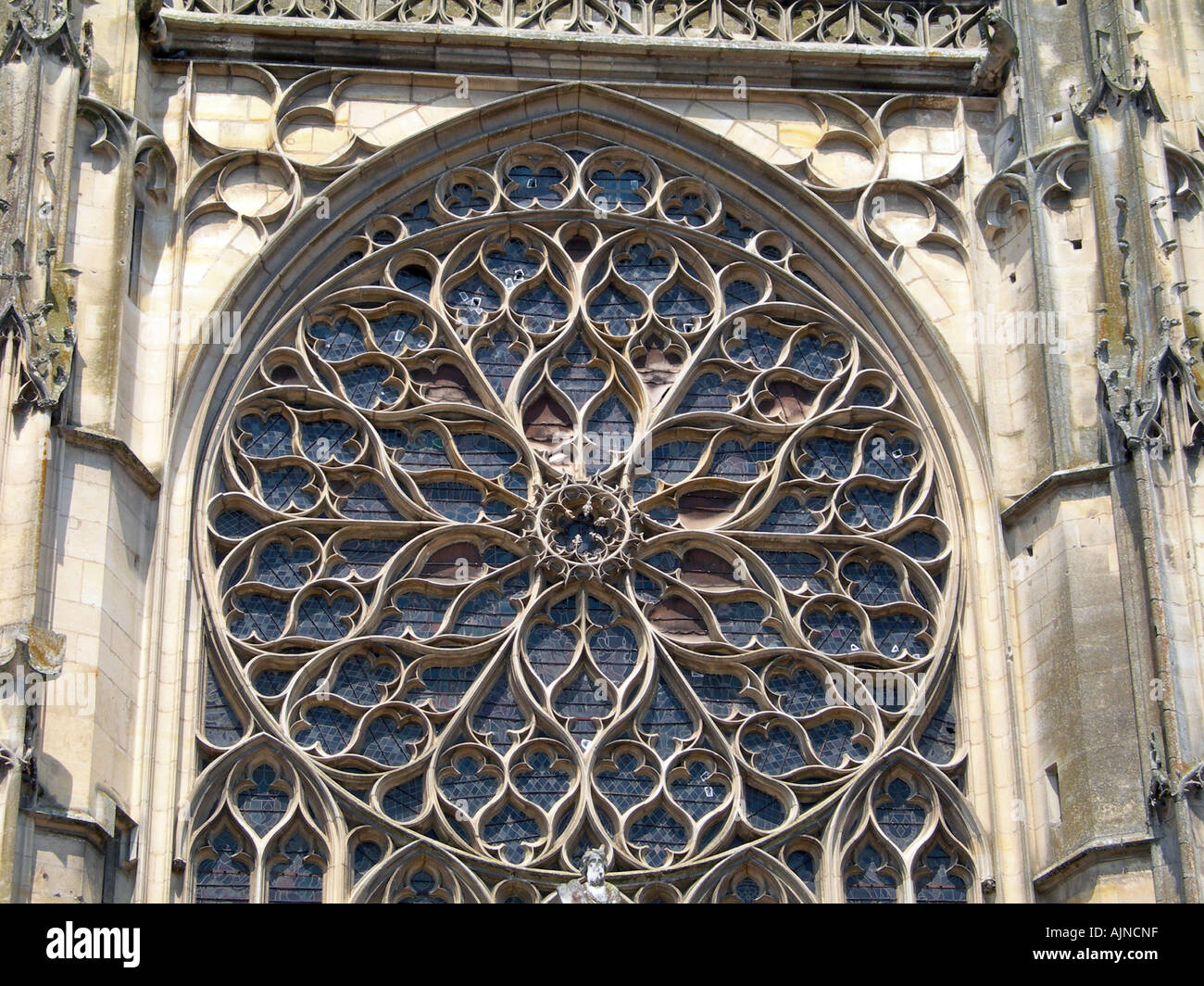 französischer Dom Sens detail Frankreich Rosetta architektonischen Stockfoto