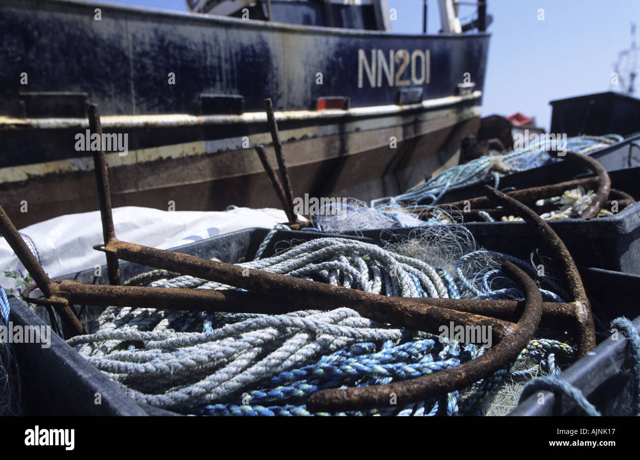 Angelgeräte und Anker Hastings England Stockfoto