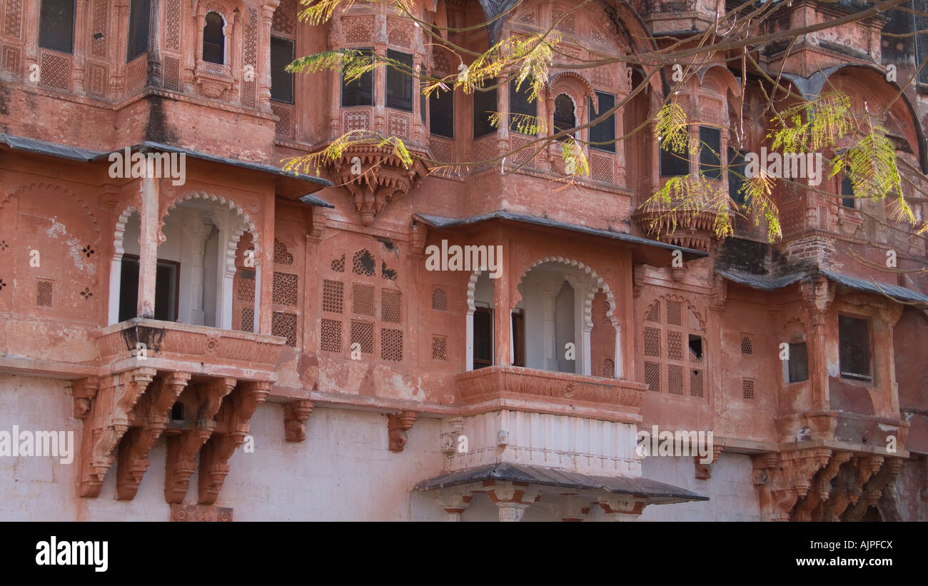 Die Außenseite des Ghanerao Royal Castle Heritage Hotel, Rajasthan, Indien Stockfoto