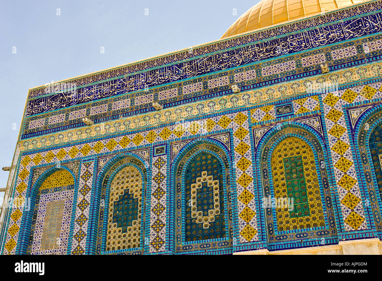 ISRAEL JERUSALEM aufwendige dekorative Mosaikfliesen für die The Dome von der Rock Masjid Qubbat als Sakhrah Kipat Hasela Stockfoto