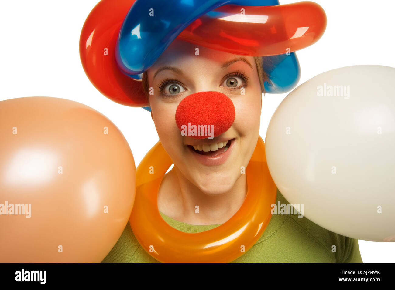 Ein Clown mit Luftballons Stockfoto