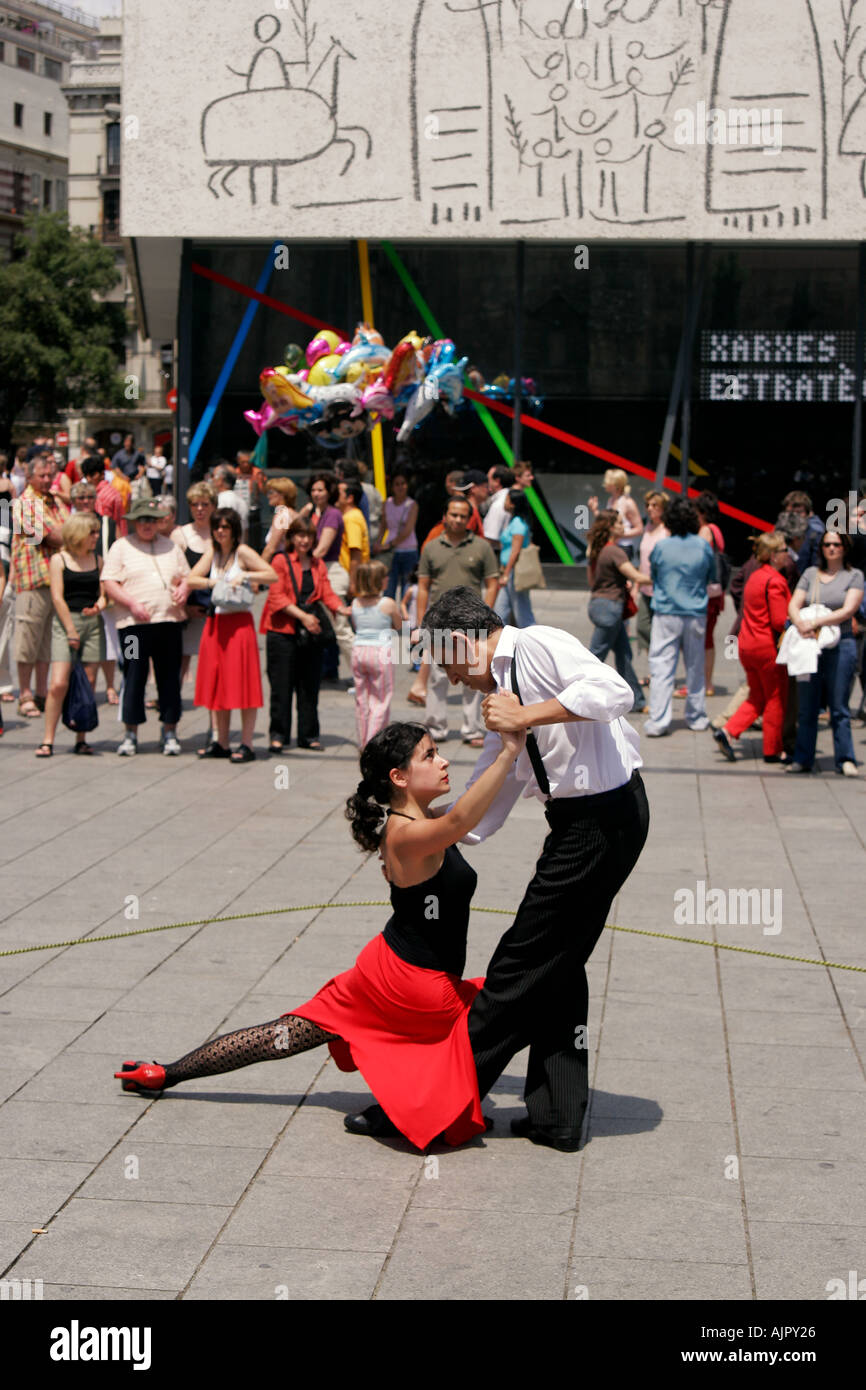 Barcelona Spanien Altstadt in der Nähe von Kathedrale Tango-Tanz-performance Stockfoto