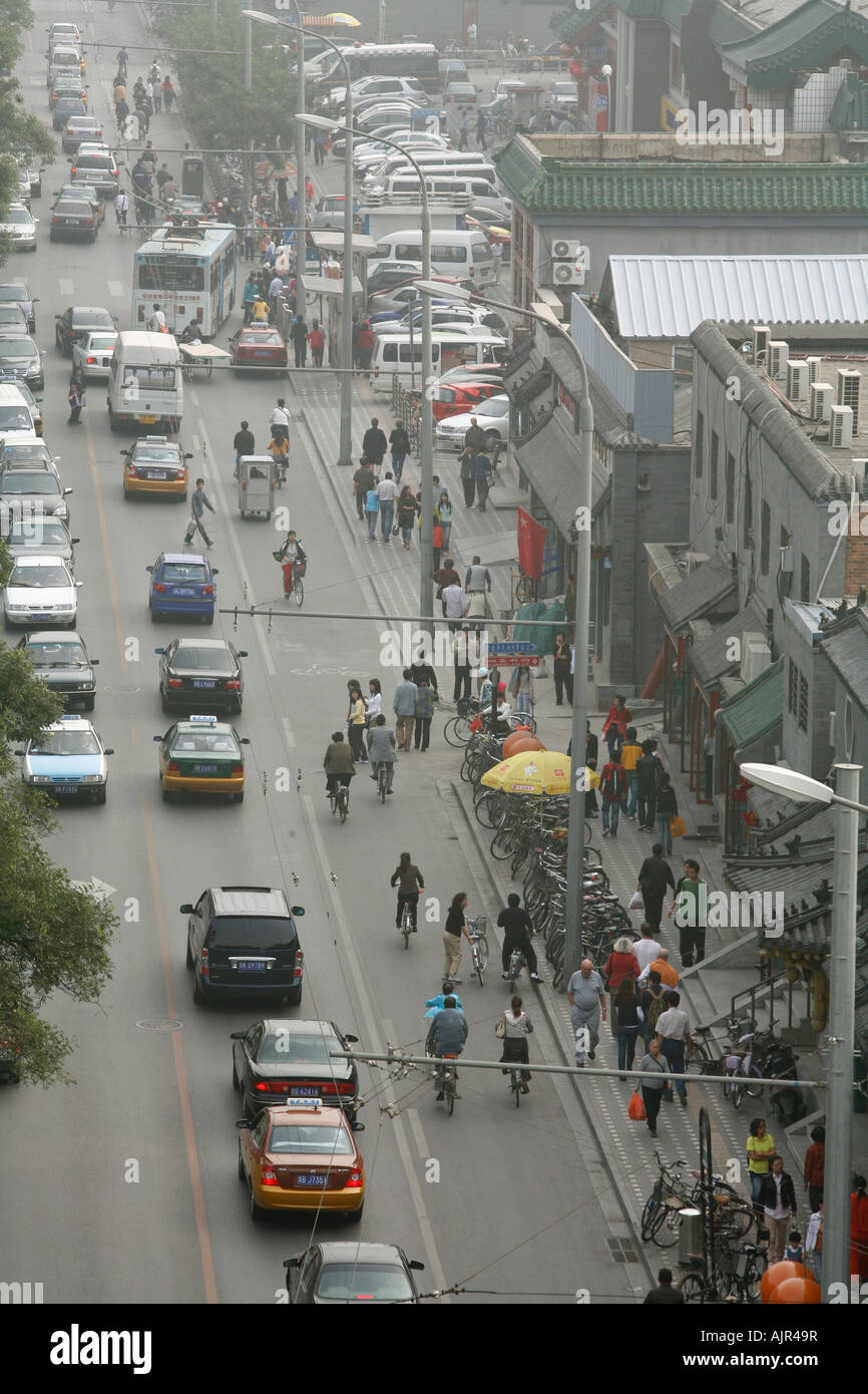 Verkehr Doncheng Bezirk Peking China beschäftigt Stockfoto