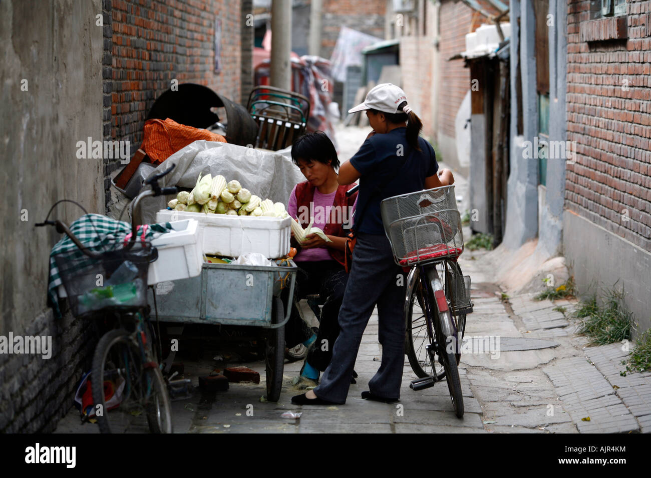 Straßenszene in einem Hutong Peking-China Stockfoto