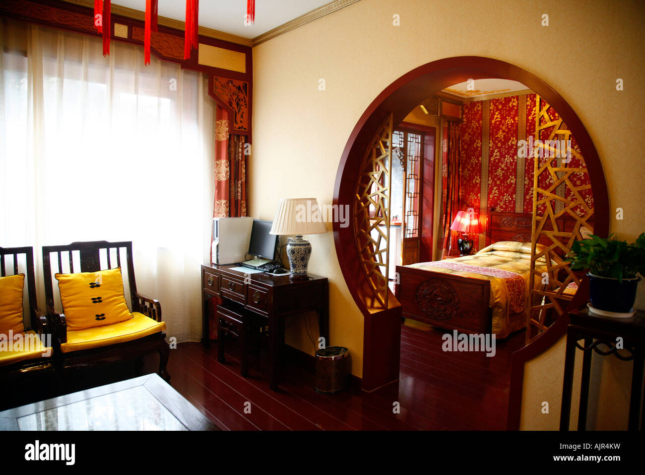 Zimmer im Bamboo Garden Hotel Beijing China Stockfoto