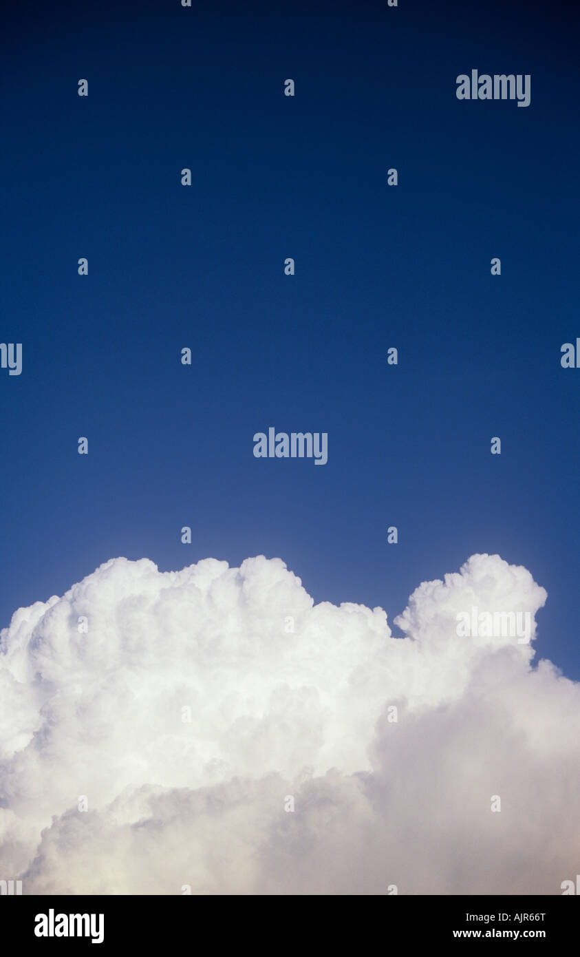 Weiße und graue Cumulus Sturmwolken sammeln und wogenden gegen blauen Himmel Stockfoto
