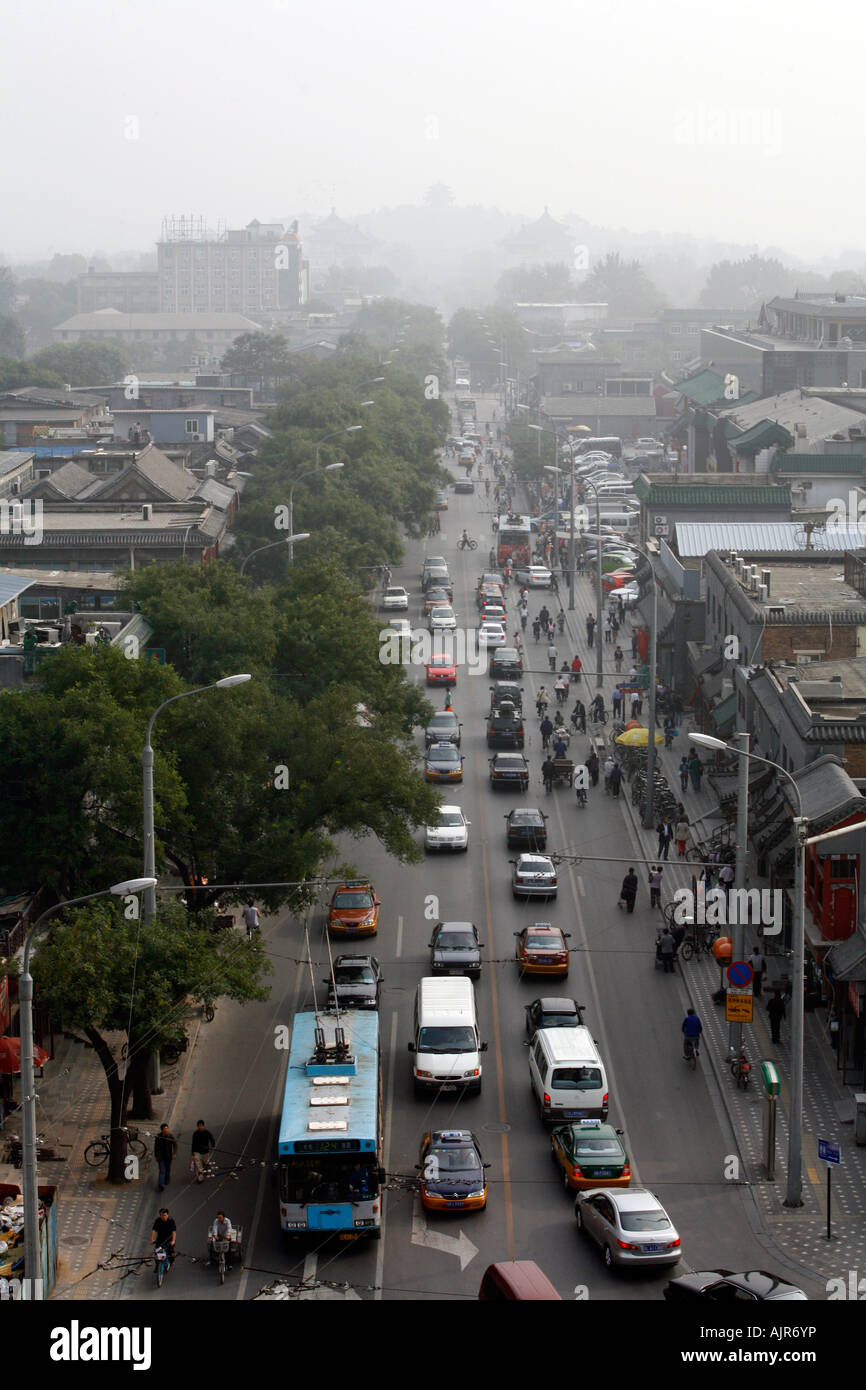 Verkehr Doncheng Bezirk Peking China beschäftigt Stockfoto