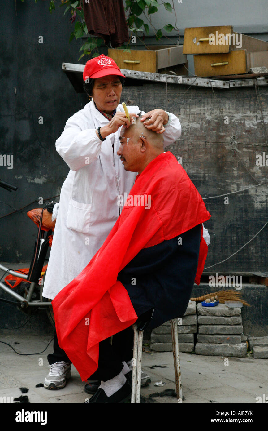 Mann immer eine Frisur in der Straße Beijing-China Stockfoto