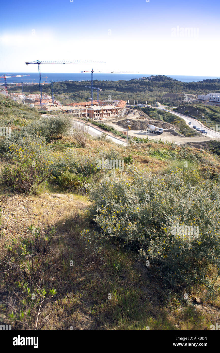 Neubaugebiet gebaut auf natives Heide land Costa Del Sol - Spanien Stockfoto