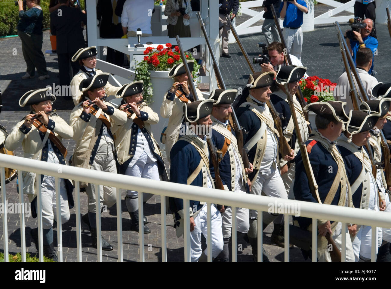 Unabhängigkeitskrieg-Re-enactment marschieren Stockfoto