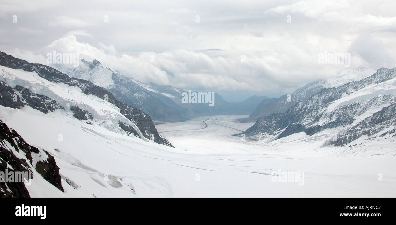 Gletscher Jungfrau Region Jungfraujoch Alpen der Schweiz Europa EU Stockfoto