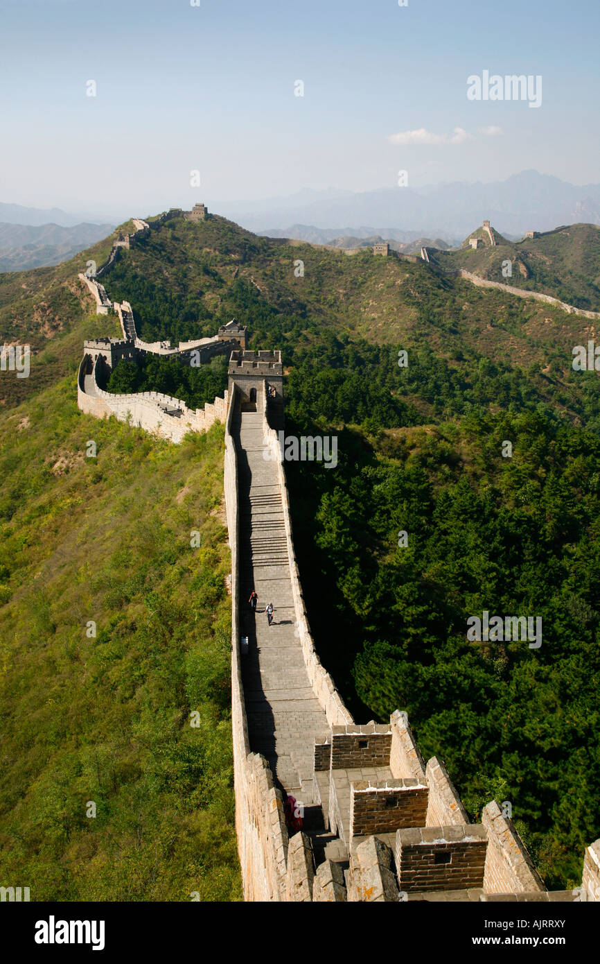 Blick auf die große Mauer bei Jinshanling Peking China Stockfoto