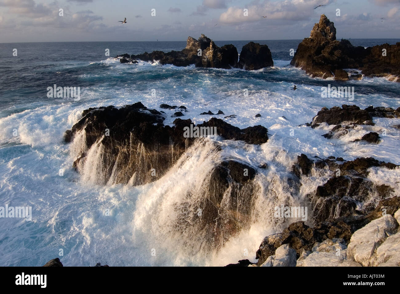 Absturz über Felsen St. Peter und St. Paul s Welle schaukelt Brasilien Atlantik Stockfoto