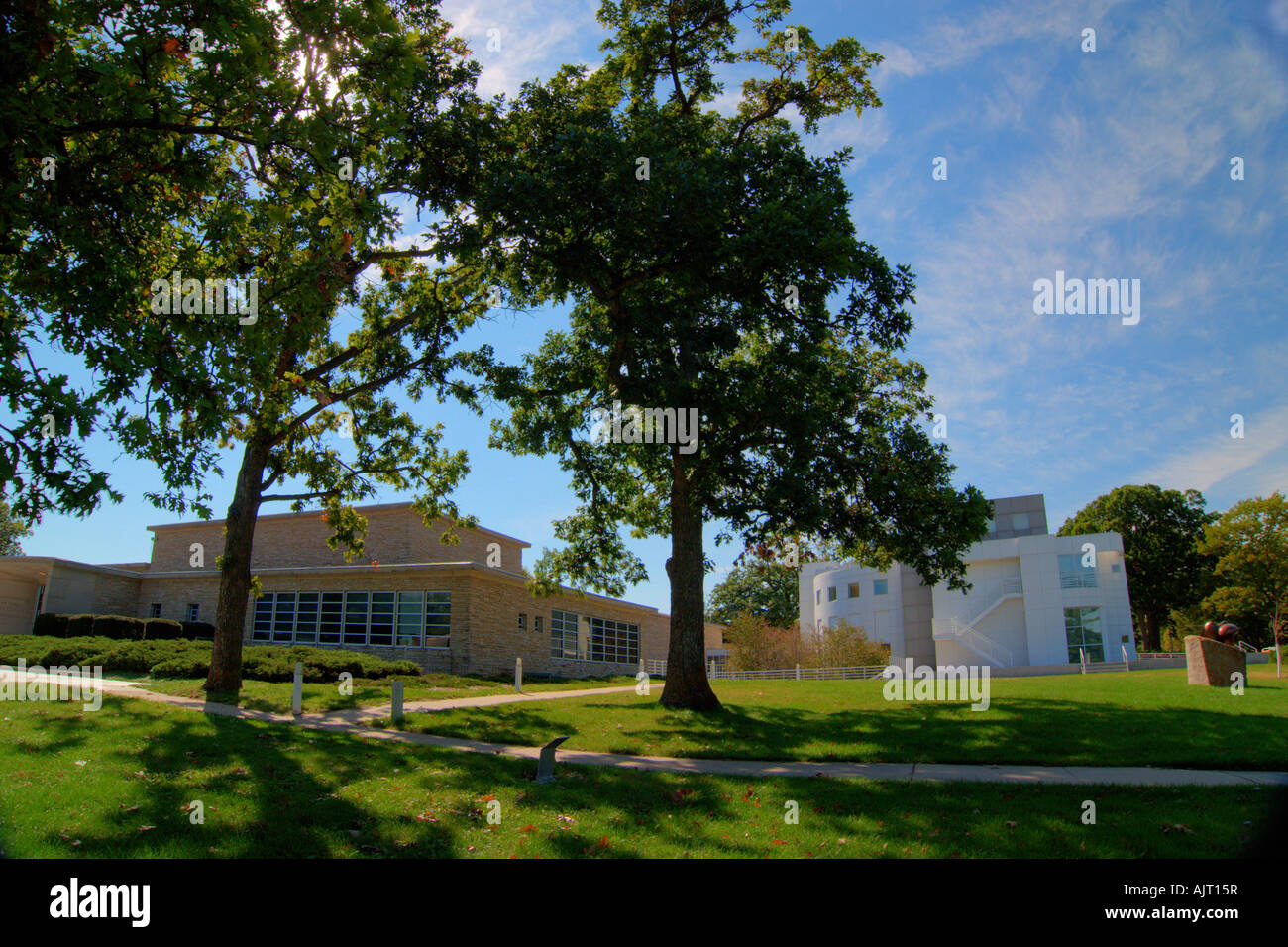 Des Moines Art Center September 2007 zeigen die ursprüngliche Eliel Saarinen, Gebäude und die Zugabe von Richard Meier Stockfoto