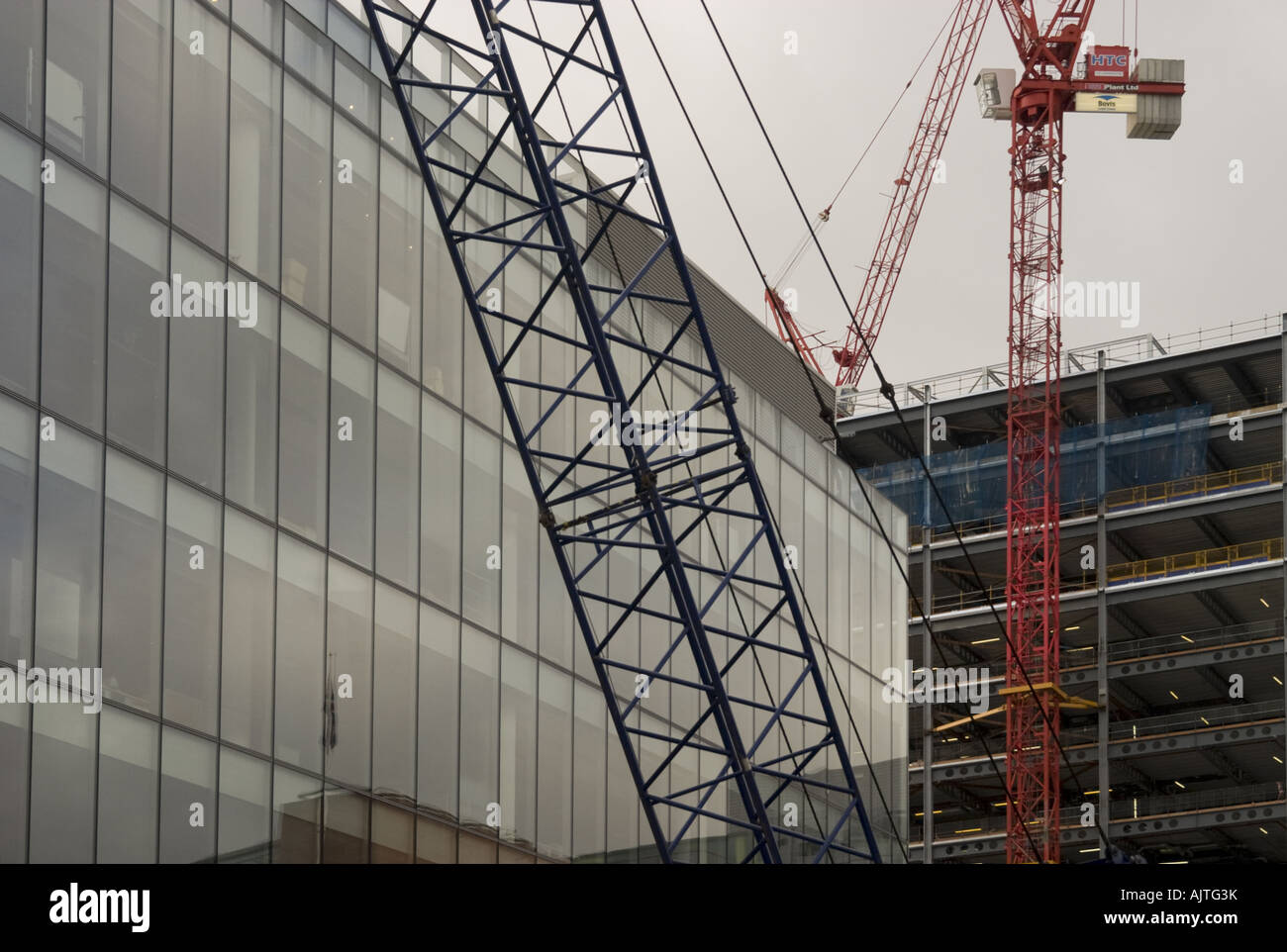 Die Bauarbeiten für neue Entwicklungen In der Spinningfields Manchester Stockfoto