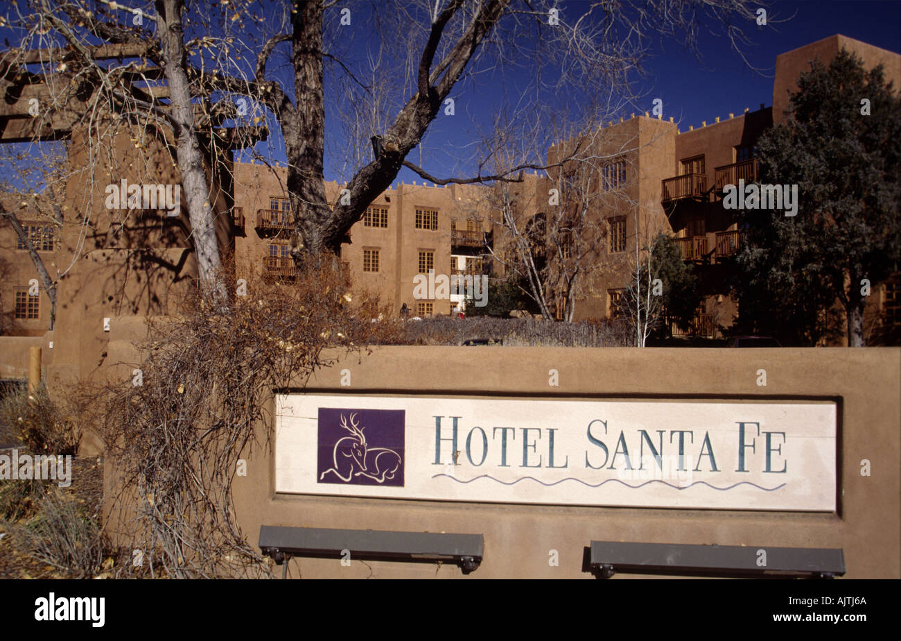 Zeichen im Hotel Santa Fe, Santa Fe, New Mexico, USA Stockfoto