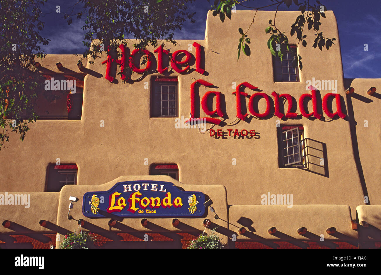 Das Hotel La Fonda im Plaza in Taos, New Mexico, USA Stockfoto