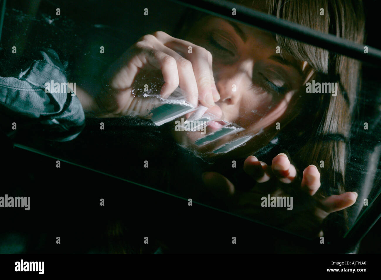 Drogenkonsum Drogen Snort Schnauben Stockfoto