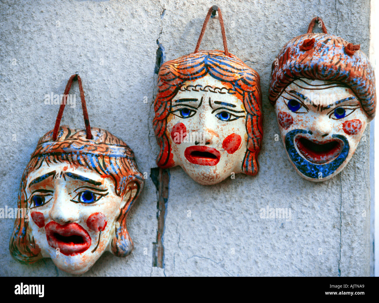 Griechische Theater Schauspieler Masken Stockfotografie - Alamy