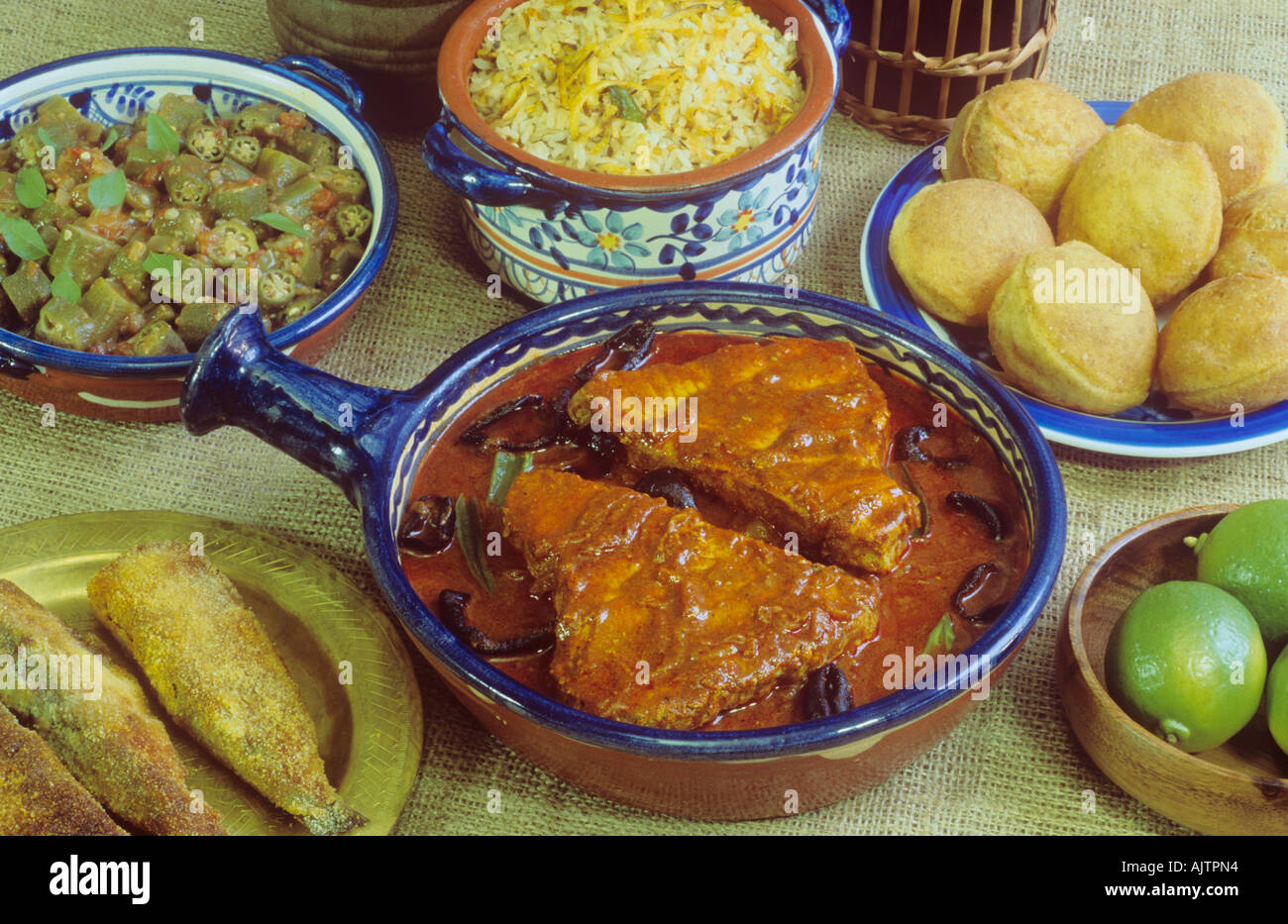 Indien-Lebensmittel Fisch-Curry und Reis Ambot Tik curry Goa Stockfoto