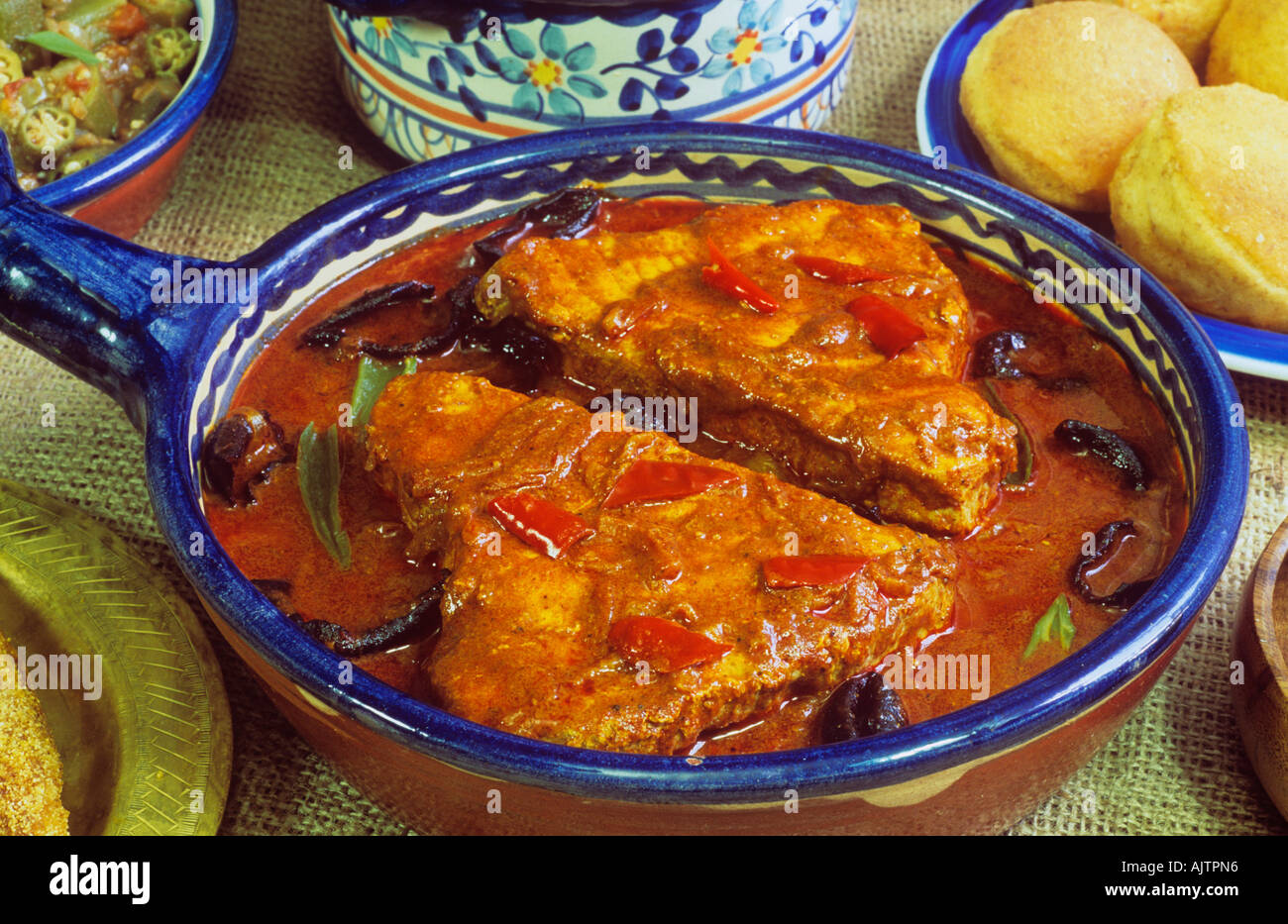 Indien-Lebensmittel Fisch-Curry und Reis Ambot Tik curry Goa Stockfoto