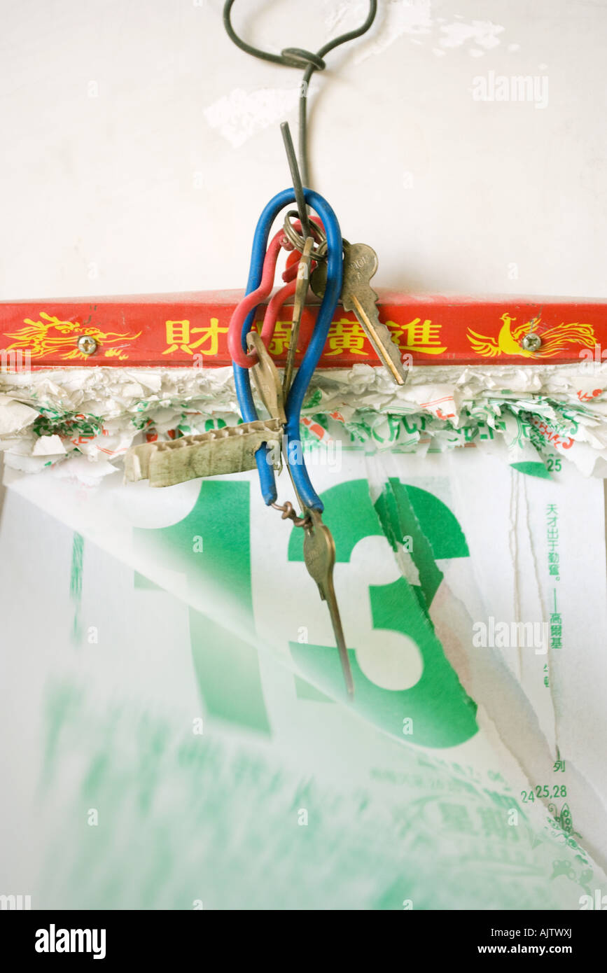 Schlüssel über Nummer dreizehn hängen Stockfoto