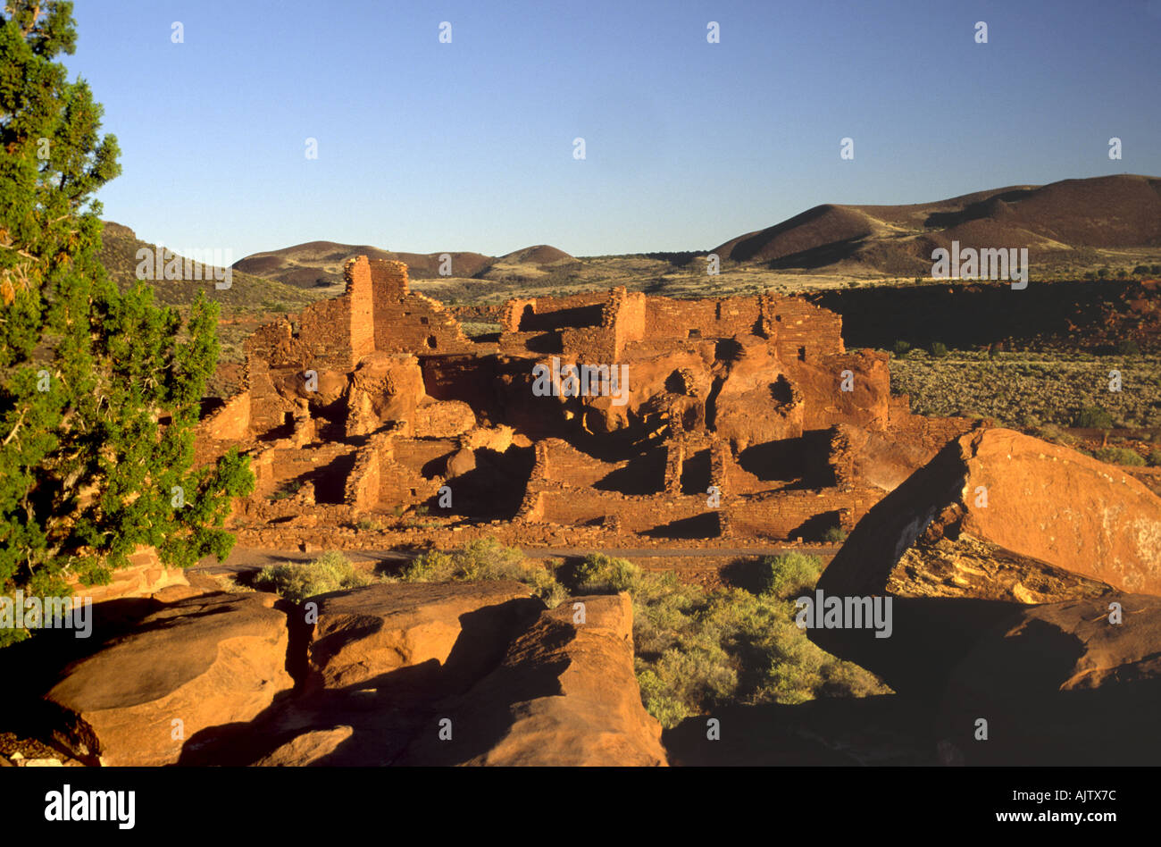 Wupatki Pueblo bei Sonnenaufgang, Wupatki National Monument, Arizona, USA Stockfoto