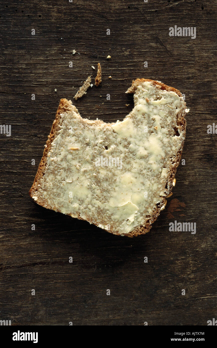 Butterbrot mit Biss fehlt Stockfoto