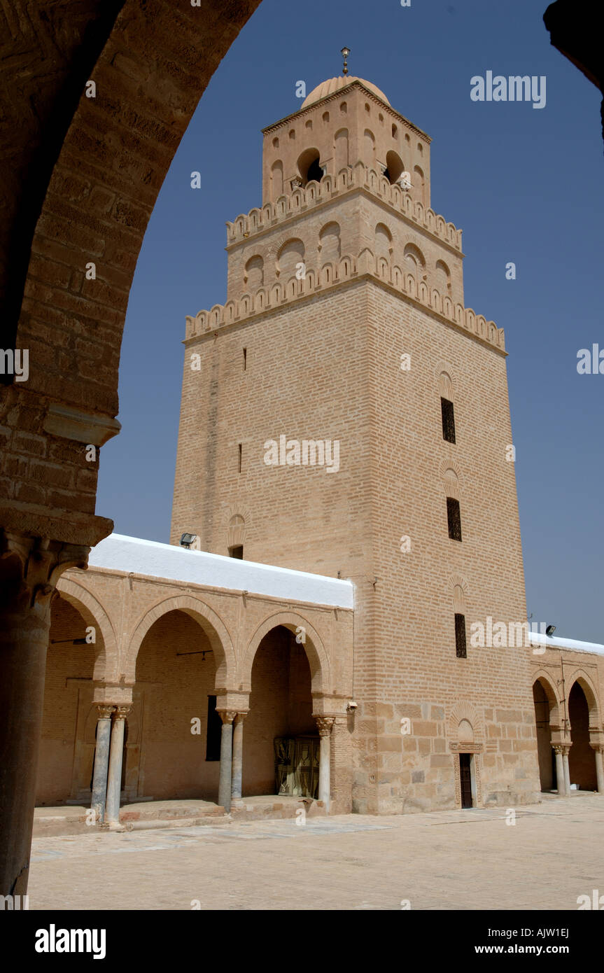 Die Grande Moschee de Sidi Oqba (große Moschee) Kairouan Tunesien Stockfoto