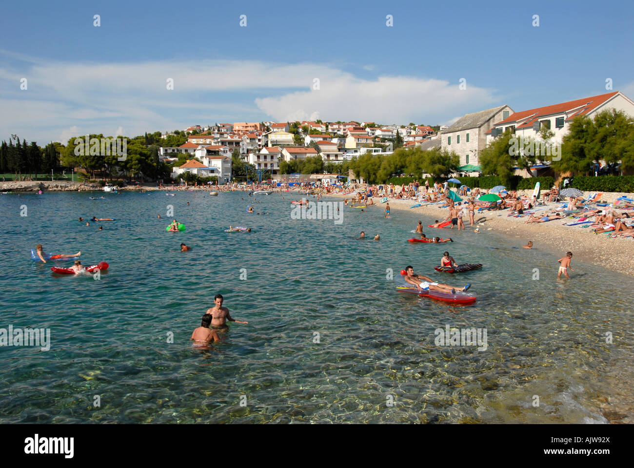 Primosten Strand Dalmatien Kroatien Stockfoto
