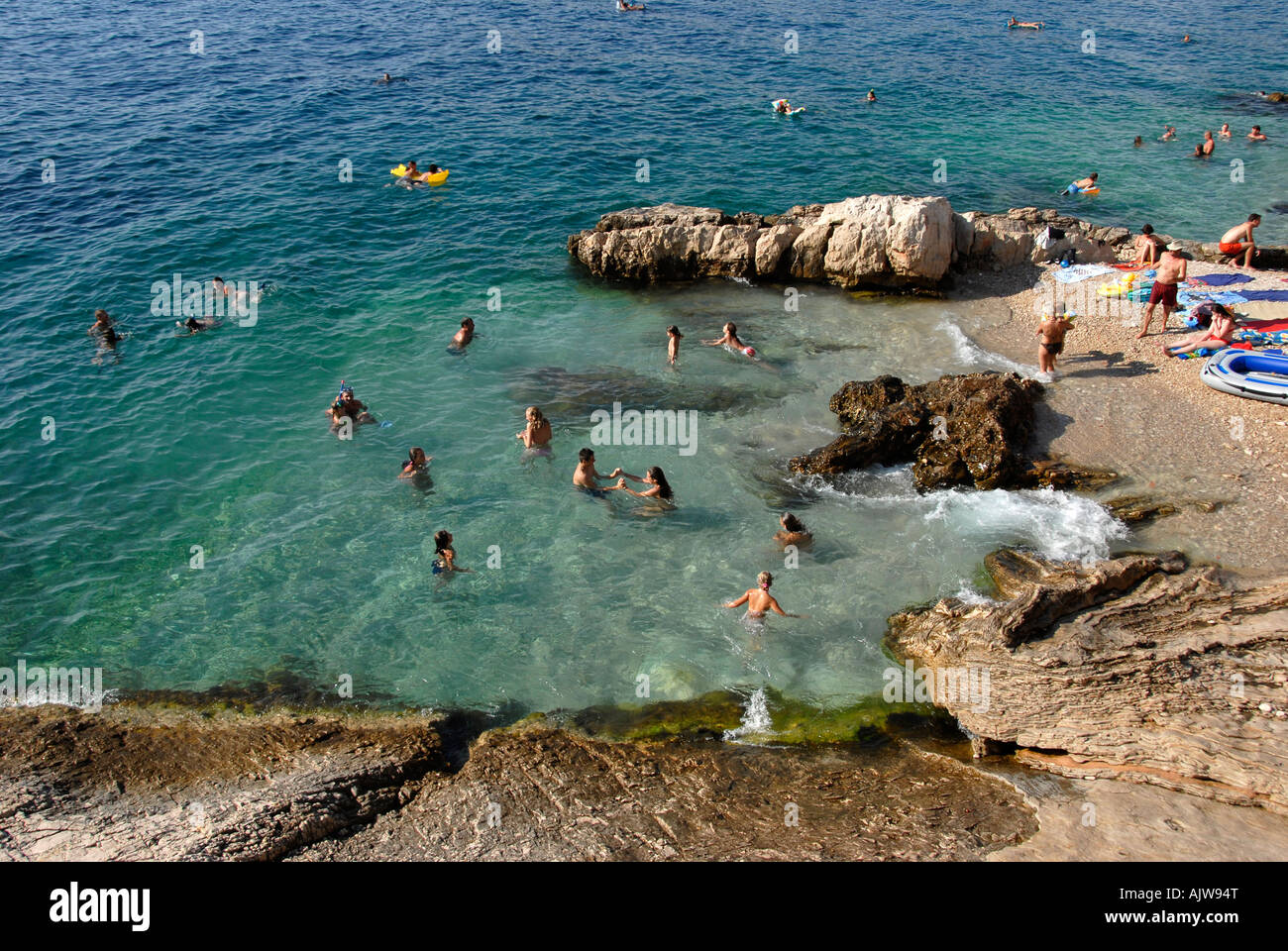 Primosten Strand Dalmatien Kroatien Stockfoto