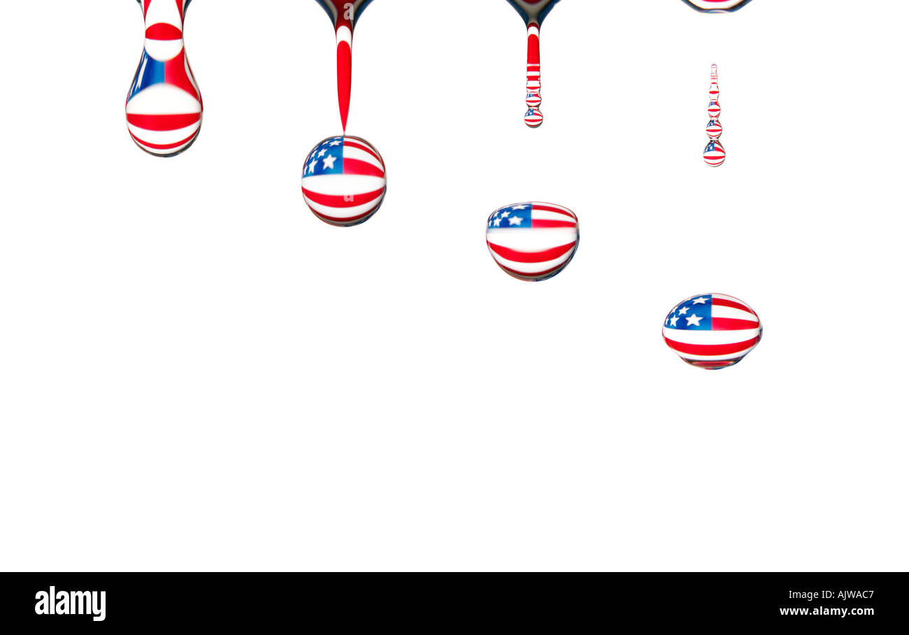 Wasser in den Farben der US-Flagge Stockfoto