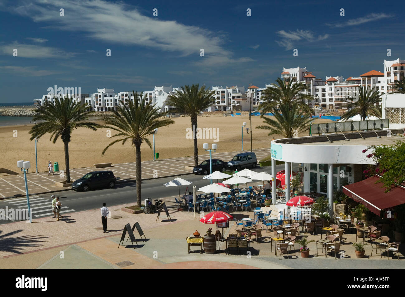 Atlantikküste, AGADIR, Marokko: entlang der Corniche Strand Strand von Agadir Stockfotografie 