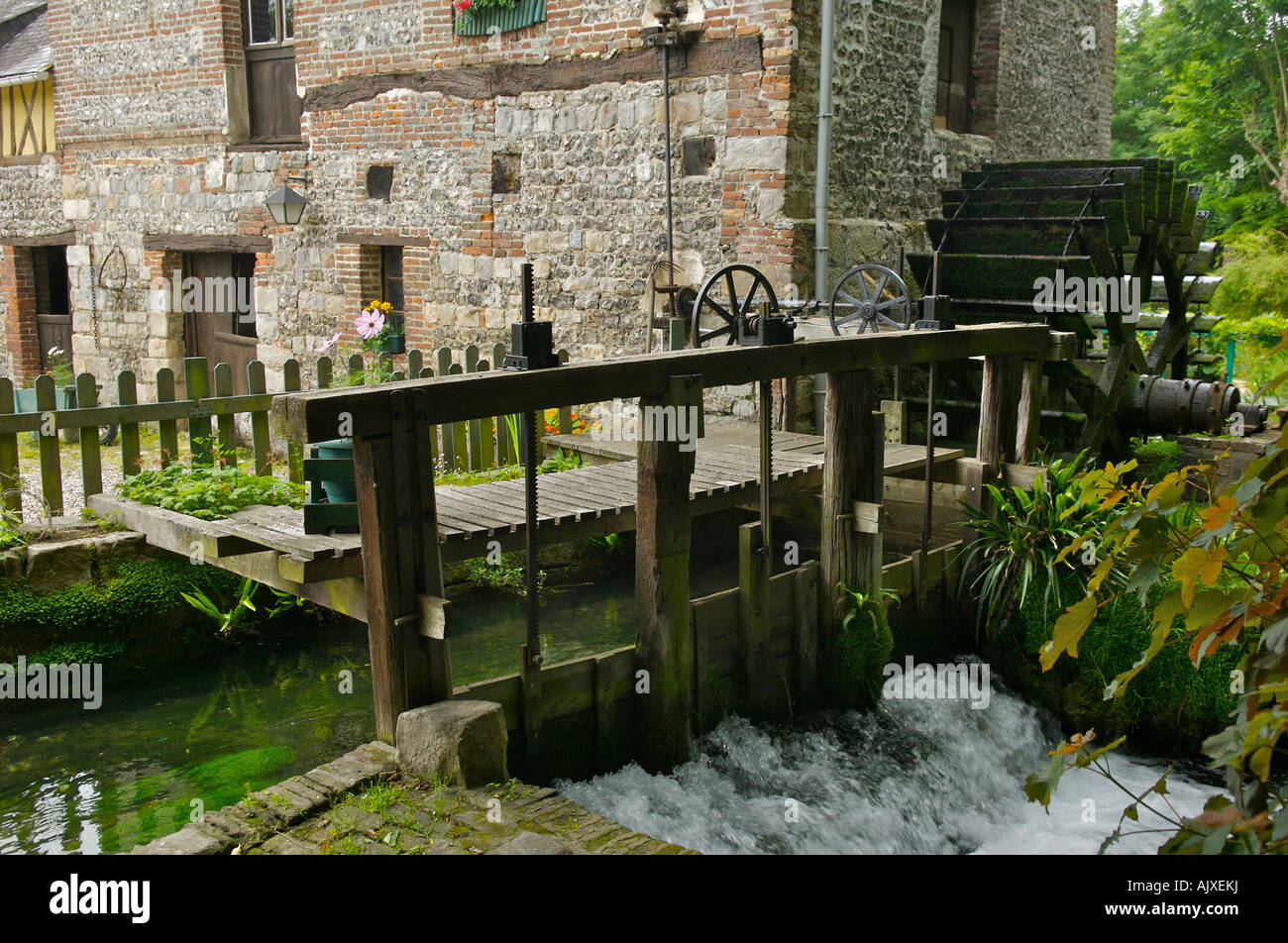 Wassermühle in Veules-Les-Roses Normandie Frankreich Stockfoto