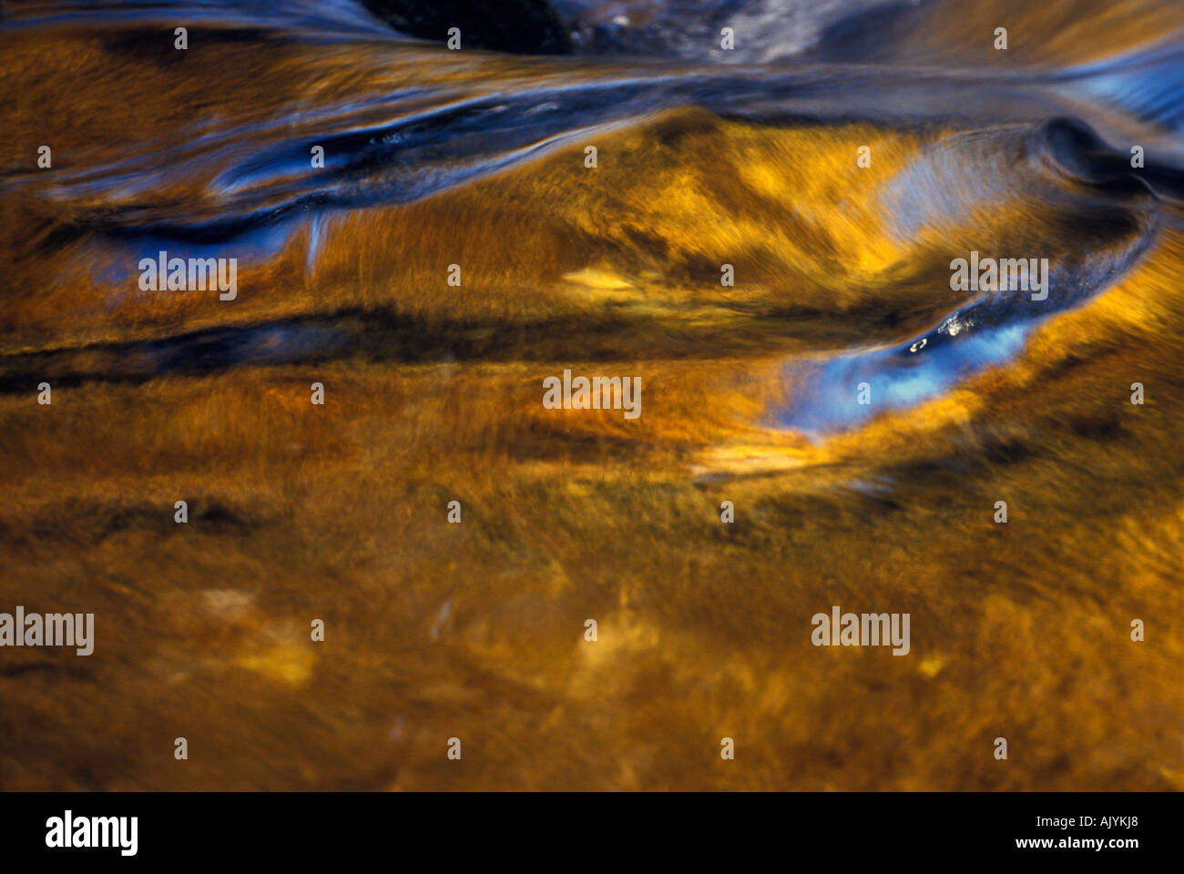 Herbstliche Farben spiegelt sich in einem Bach in Quebec Kanada Stockfoto