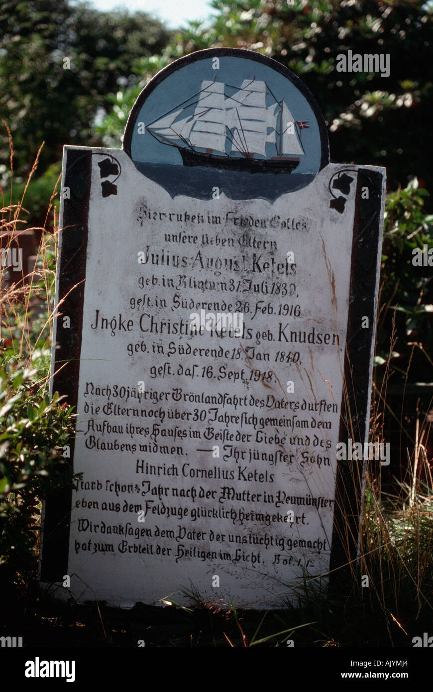 Grabstein des Kapitäns / Kapitaensgrabstein Stockfoto