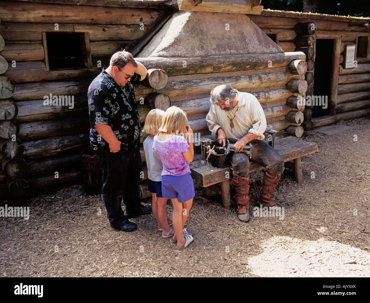 In der Nähe von Astoria Oregon am Columbia River ist eine Nachbildung der Lewis und Clark Fort Clatsop Stockfoto