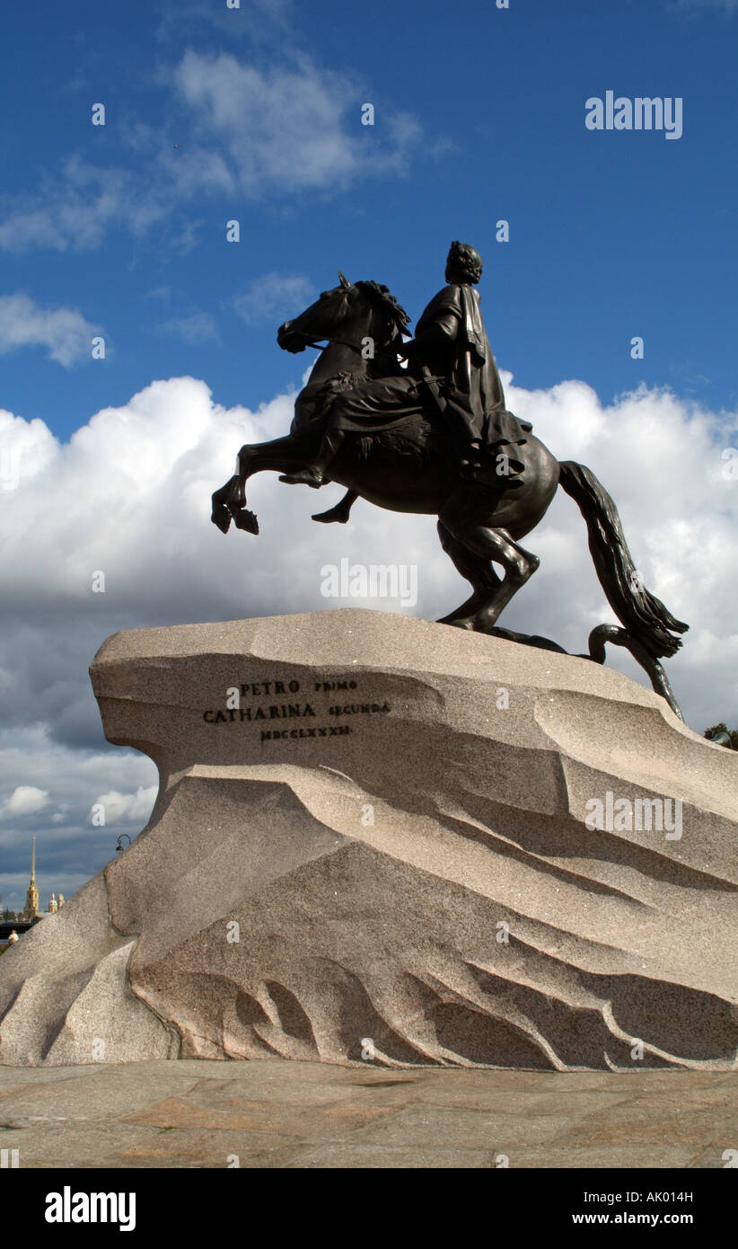 Die bronzene Reiterstatue von Peter der große in St. Petersburg Russland Stockfoto