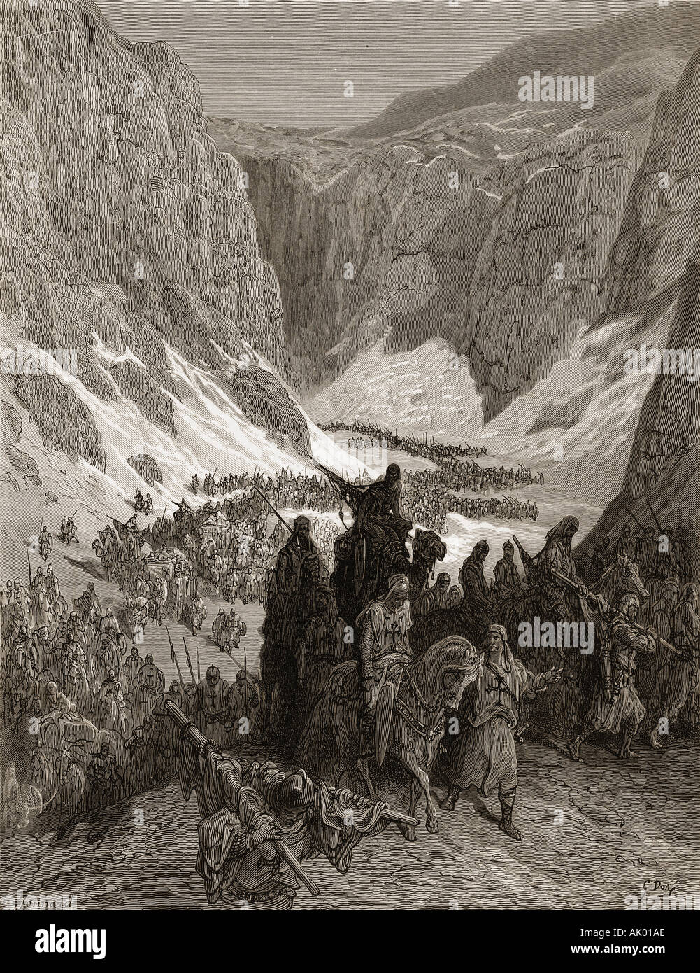 Die christliche Armee in den Bergen von Judäa Stockfoto